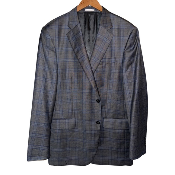Peter Millar Crown Crafted Wool Blazer Windowpane Plaid Made in Canada - Picture 7 of 12